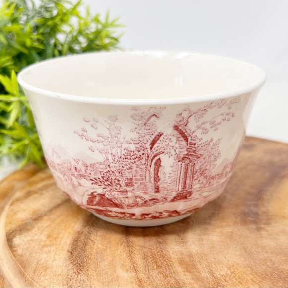 Abby Other - Vintage English Abbey Red Pink Transferware Bowl Farmhouse Decor